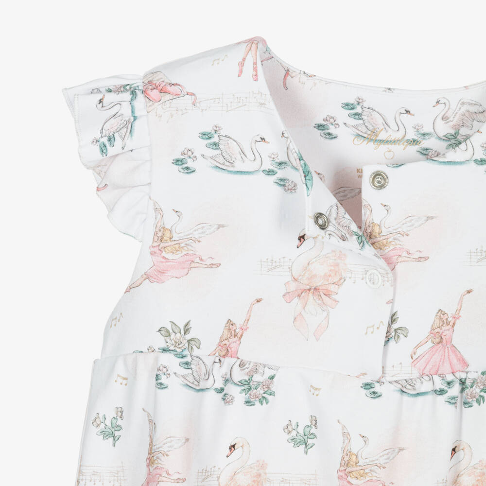 My Little Pie-Girls White Supima Cotton Ballerina Print Pyjamas | Childrensalon