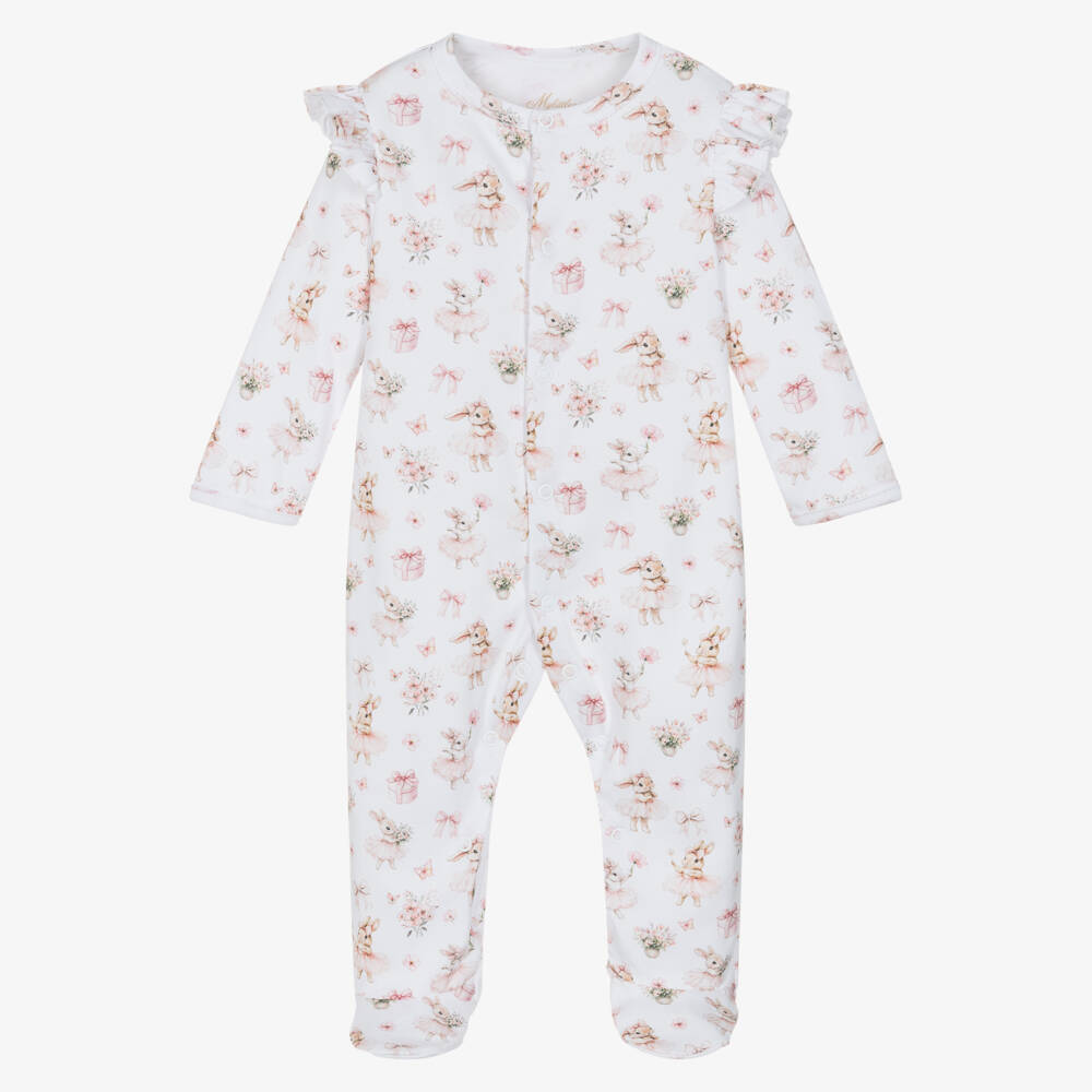My Little Pie-Girls White Supima Cotton Bubbles Print Babygrow | Childrensalon