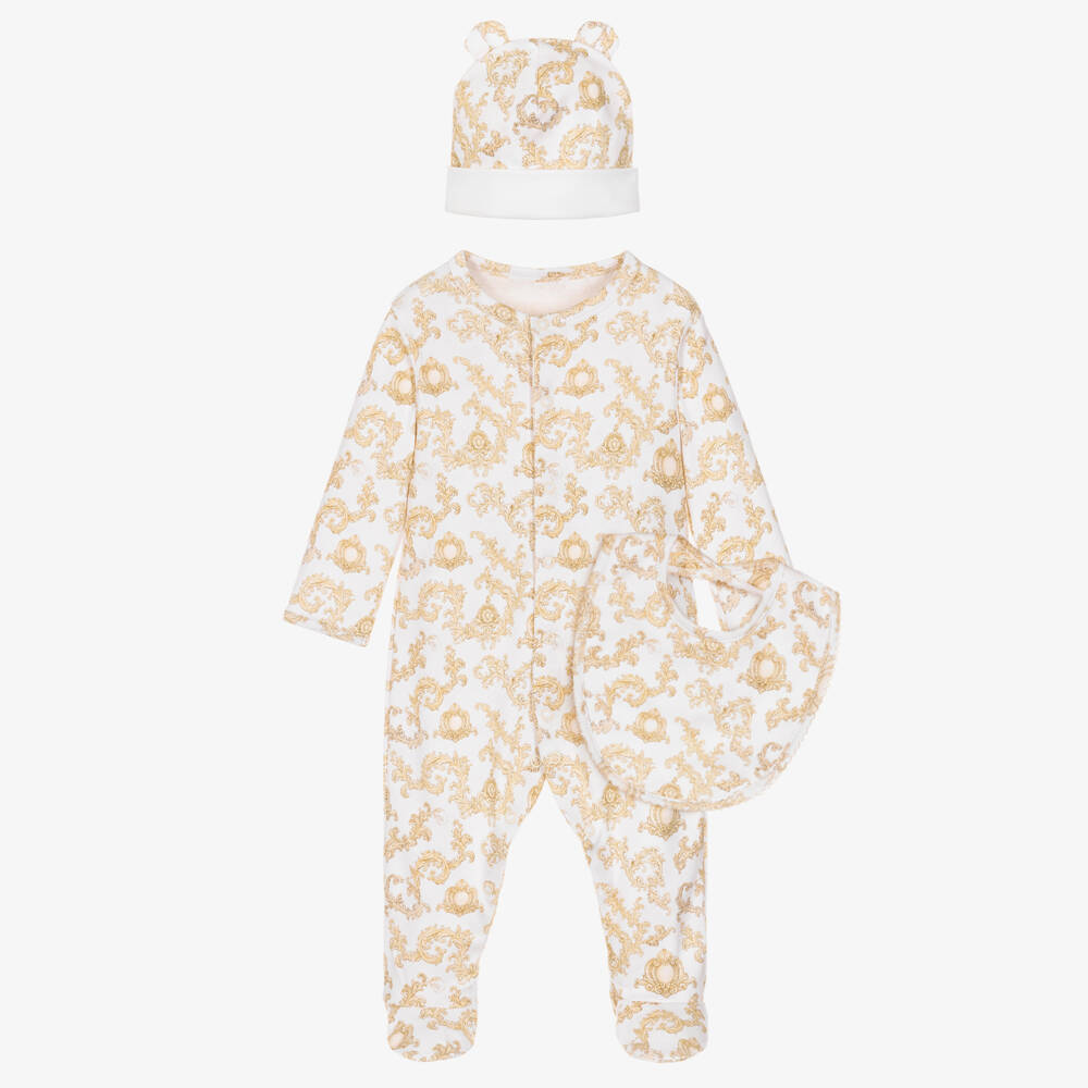 My Little Pie-Ivory & Beige Royal Blush Babysuit Set | Childrensalon
