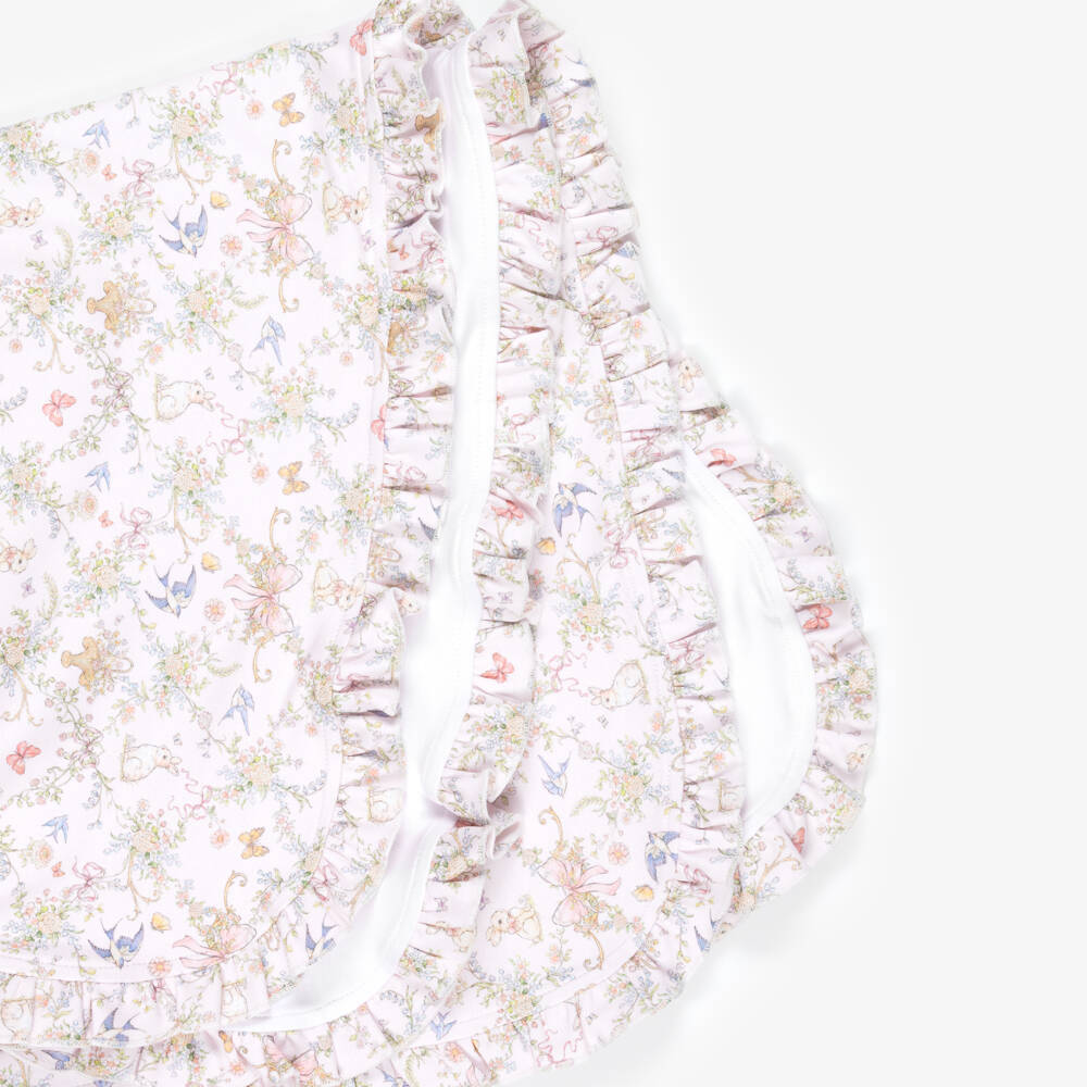 My Little Pie-Pale Pink Petal Print Supima Cotton Blanket (82cm) | Childrensalon
