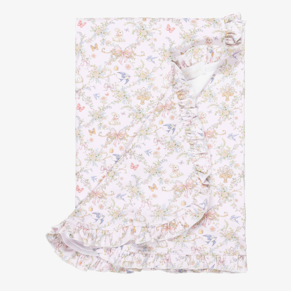 My Little Pie-Pale Pink Petal Print Supima Cotton Blanket (82cm) | Childrensalon