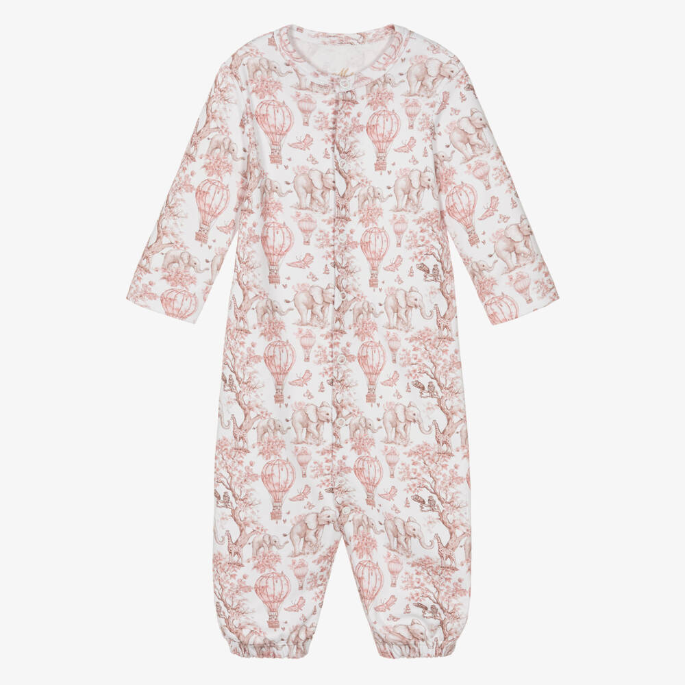 My Little Pie-Pink Supima African Animals Toile de Jouy Converter Gown | Childrensalon