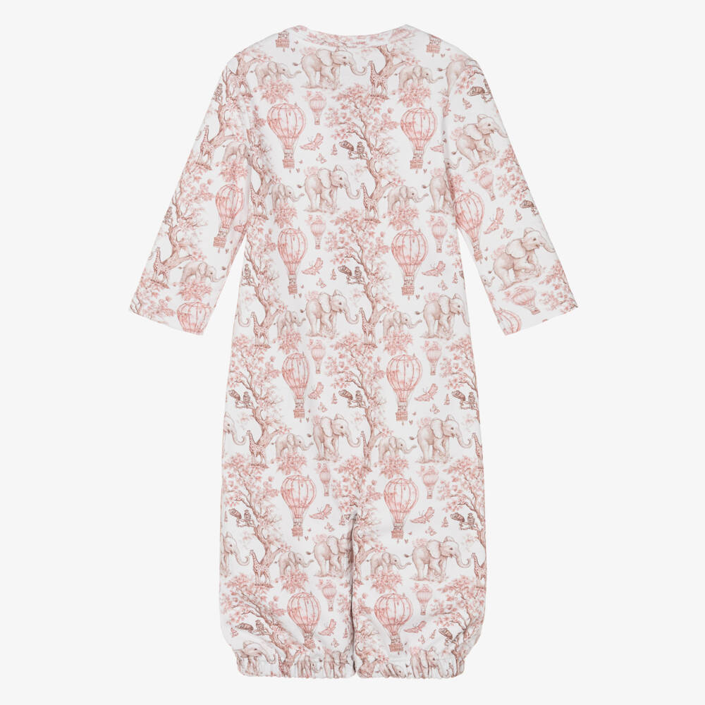 My Little Pie-Pink Supima African Animals Toile de Jouy Converter Gown | Childrensalon
