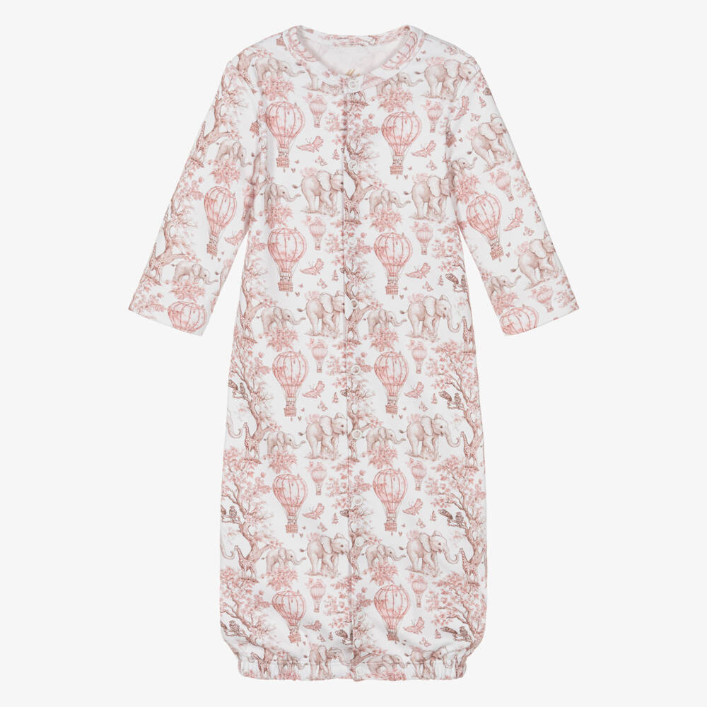 My Little Pie-Pink Supima African Animals Toile de Jouy Converter Gown | Childrensalon