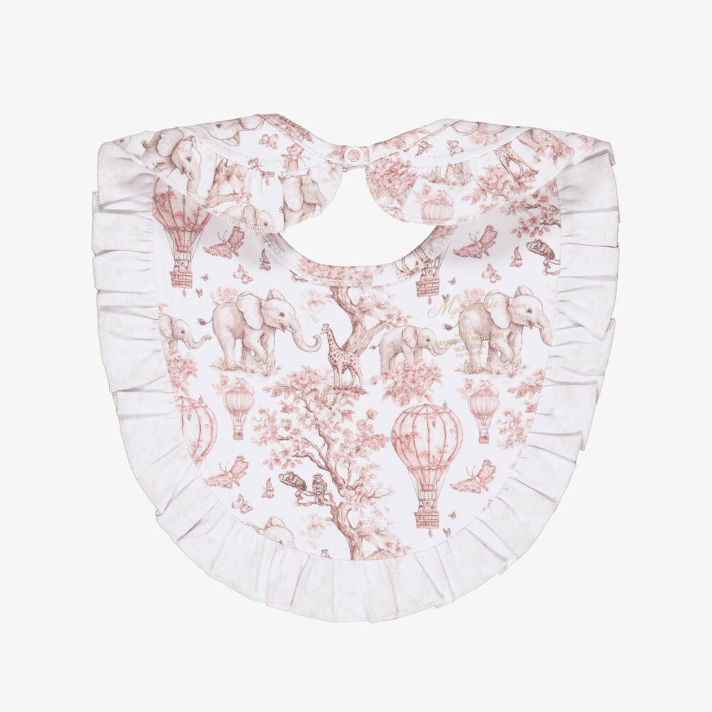 My Little Pie-Pink Toile Africa Supima Cotton Baby Bib | Childrensalon