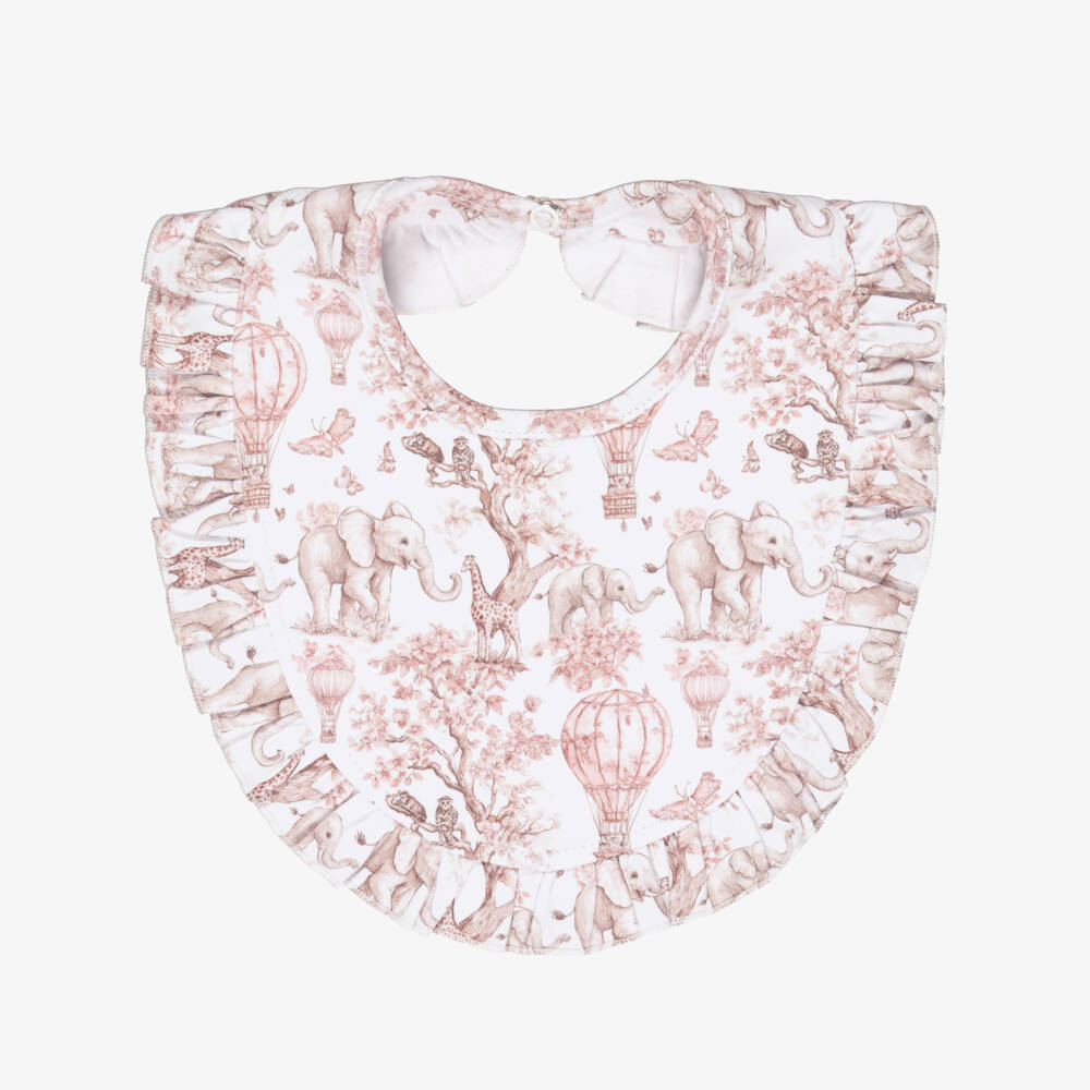 My Little Pie-Pink Toile Africa Supima Cotton Baby Bib | Childrensalon