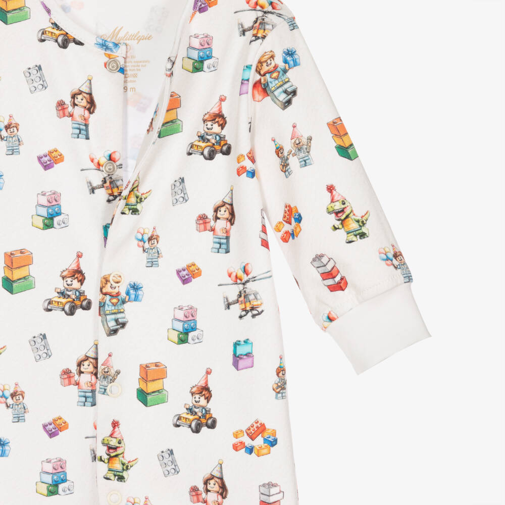 My Little Pie-White Block Party Print Supima Cotton Romper | Childrensalon
