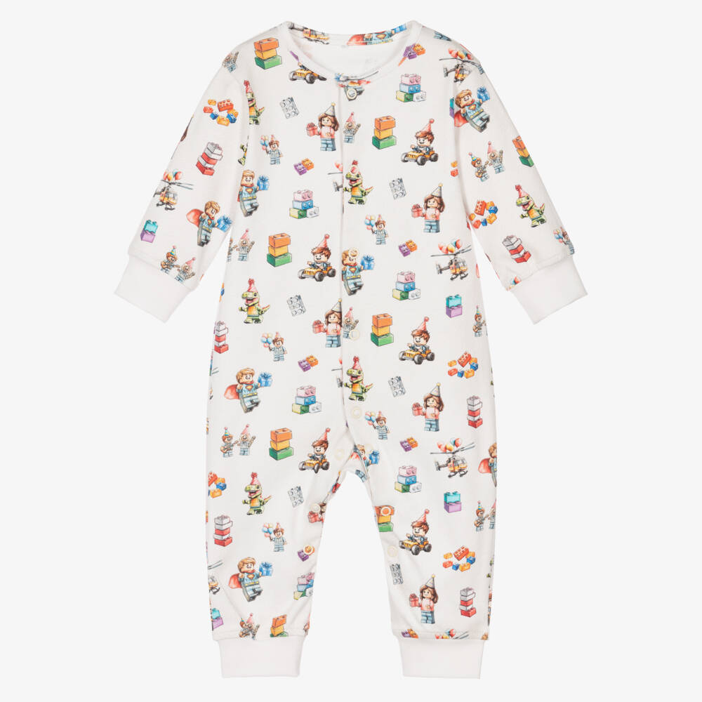My Little Pie-White Block Party Print Supima Cotton Romper | Childrensalon