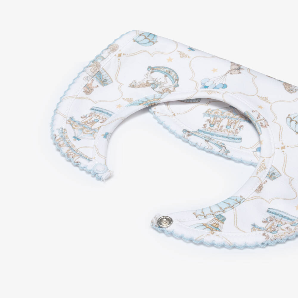My Little Pie-White & Blue Coquette Supima Cotton Baby Bib | Childrensalon