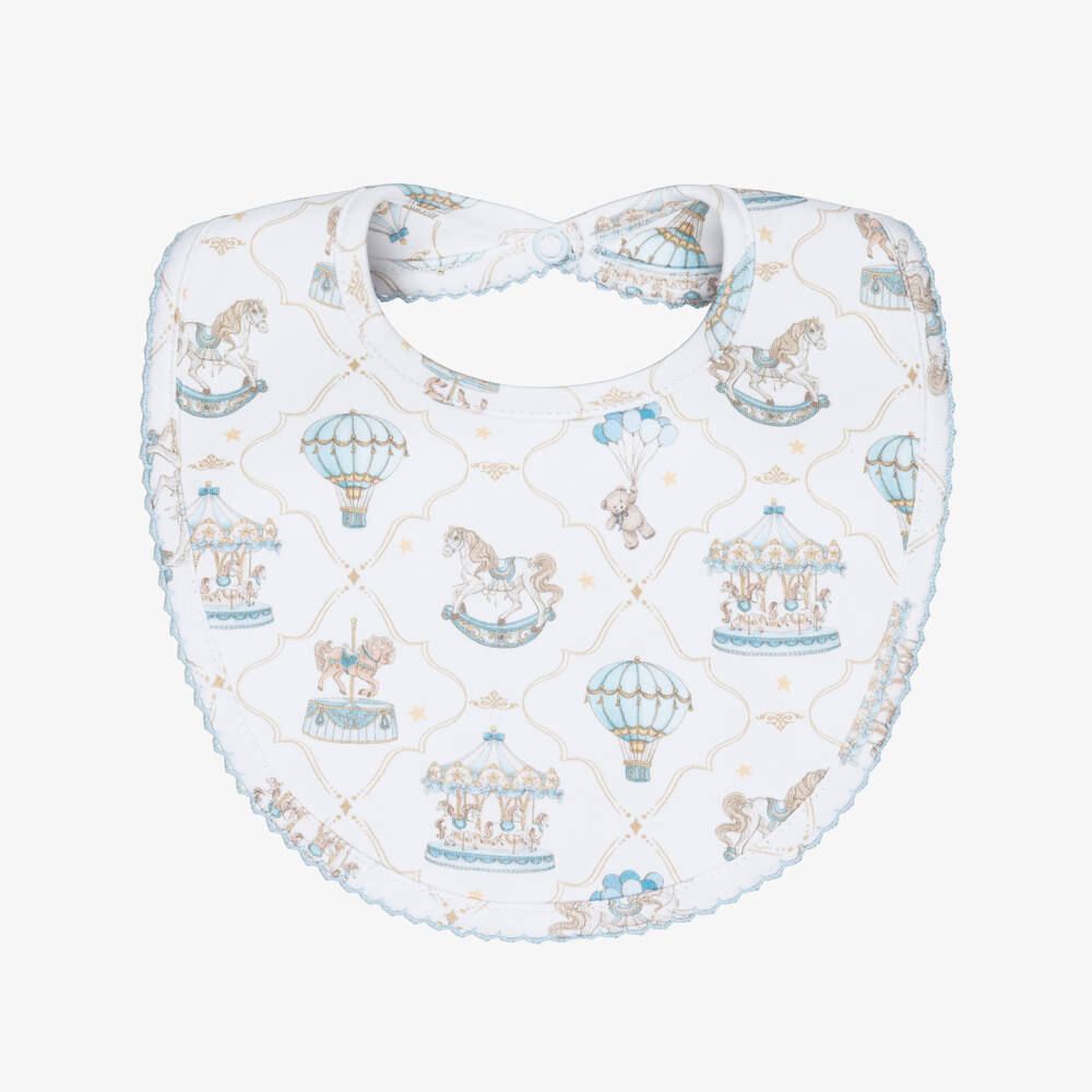 My Little Pie-White & Blue Coquette Supima Cotton Baby Bib | Childrensalon