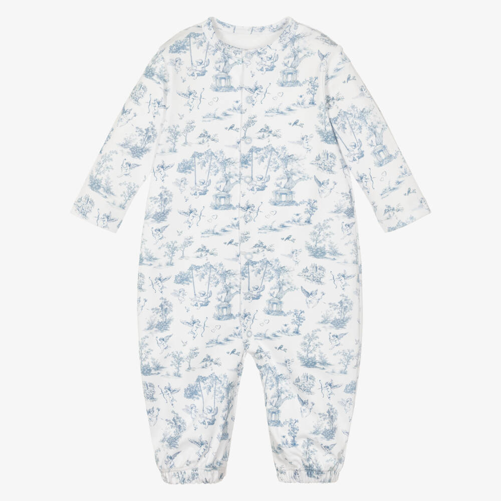 My Little Pie-White & Blue Supima Cherub Toile de Jouy Converter Gown | Childrensalon