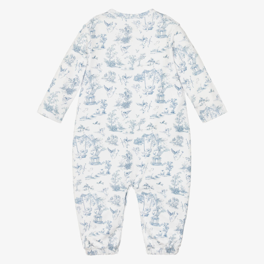 My Little Pie-White & Blue Supima Cherub Toile de Jouy Converter Gown | Childrensalon