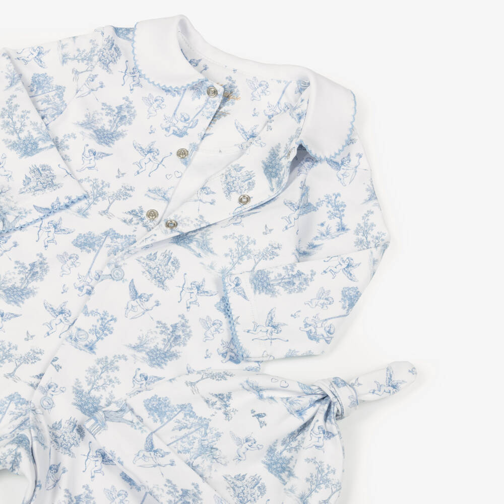 My Little Pie-White & Blue Supima Cherub Toile de Juoy Babygrow & Hat Set | Childrensalon