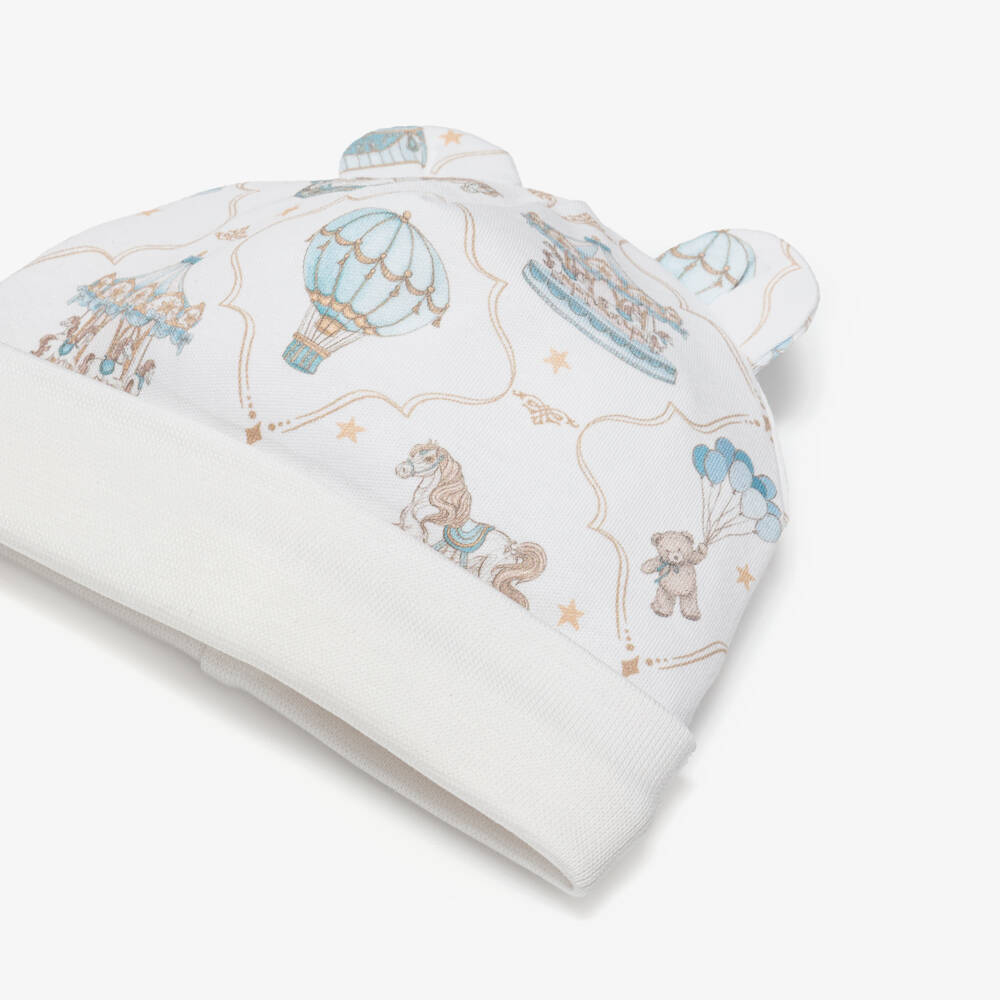 My Little Pie-White & Blue Supima Cotton Coquette Baby Hat | Childrensalon