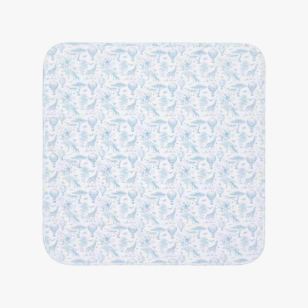 My Little Pie-White & Blue Toile Africa Supima Cotton Blanket (80cm) | Childrensalon