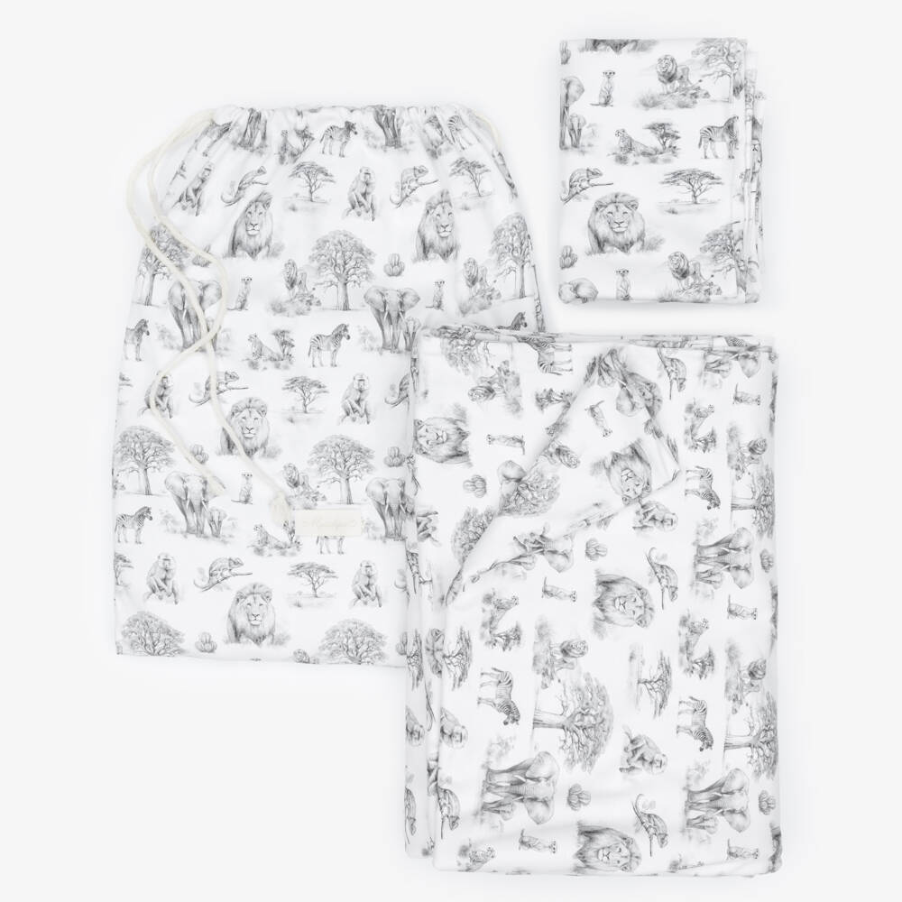 My Little Pie-White & Grey Wild Horizon Supima Cotton Single Bedding Set | Childrensalon