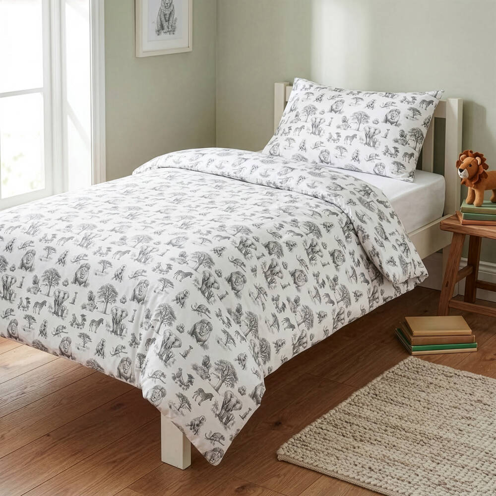 My Little Pie-White & Grey Wild Horizon Supima Cotton Single Bedding Set | Childrensalon