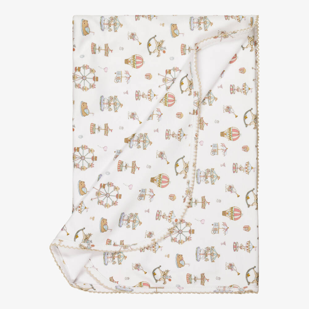 My Little Pie-White Merry Go Print Supima Cotton Blanket (82cm) | Childrensalon