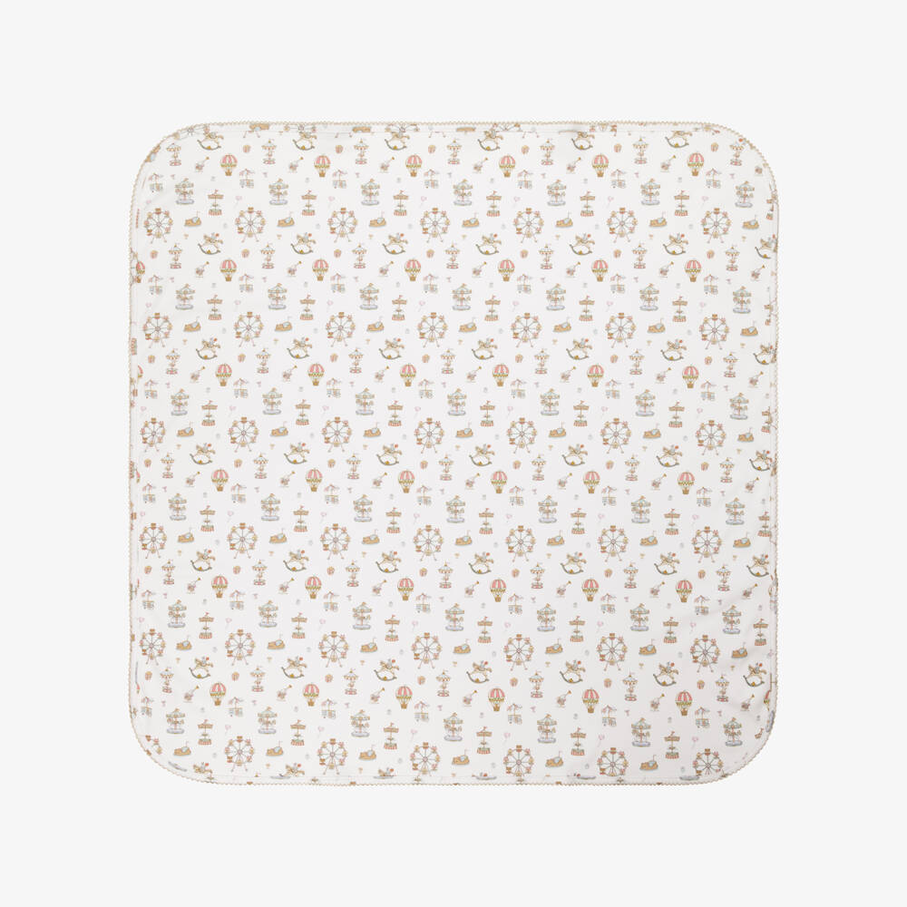 My Little Pie-White Merry Go Print Supima Cotton Blanket (82cm) | Childrensalon