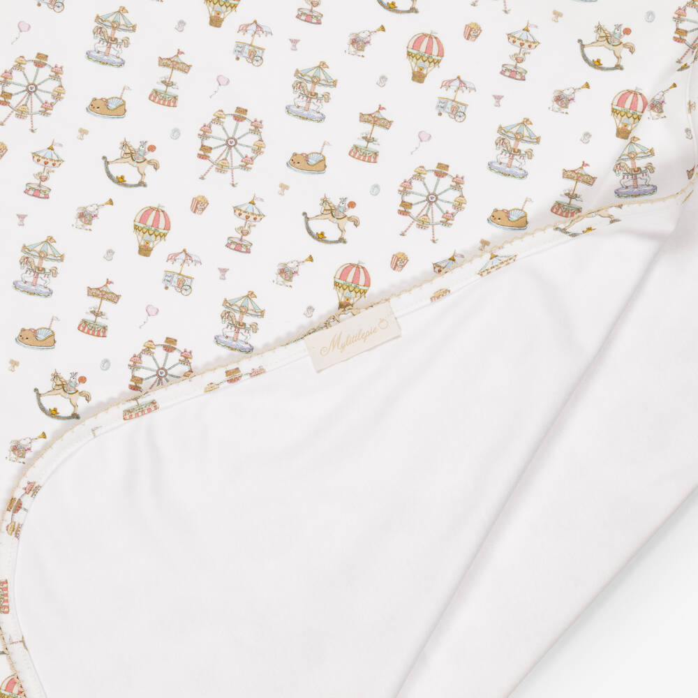 My Little Pie-White Merry Go Print Supima Cotton Blanket (82cm) | Childrensalon