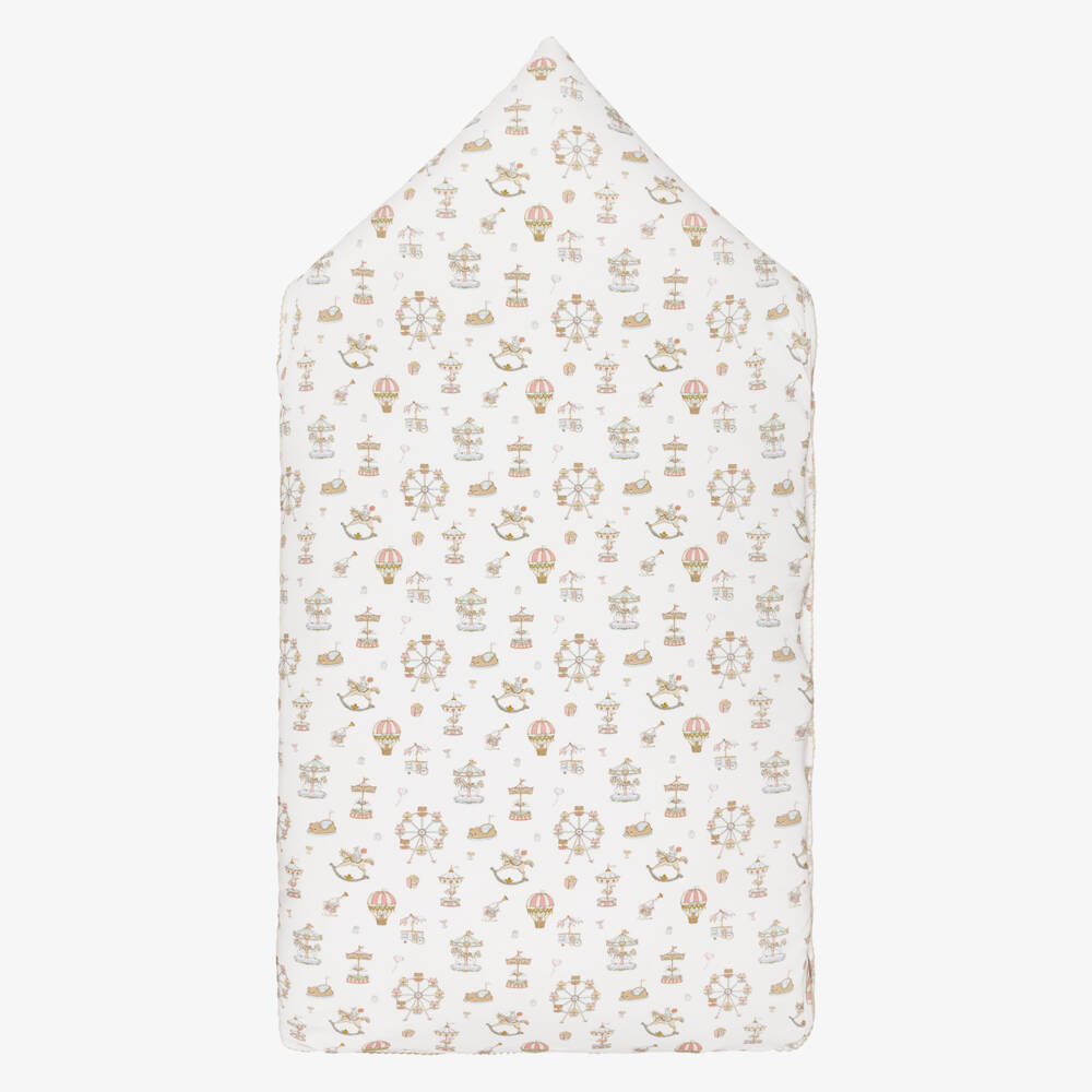 My Little Pie-White Merry Go Print Supima Cotton Nest (85cm) | Childrensalon