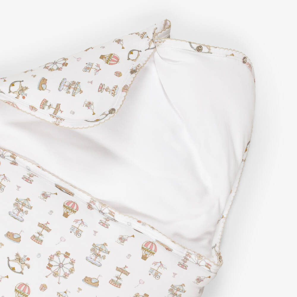 My Little Pie-White Merry Go Print Supima Cotton Nest (85cm) | Childrensalon