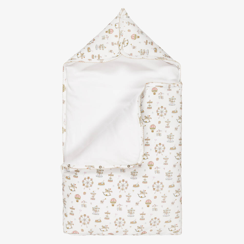 My Little Pie-White Merry Go Print Supima Cotton Nest (85cm) | Childrensalon