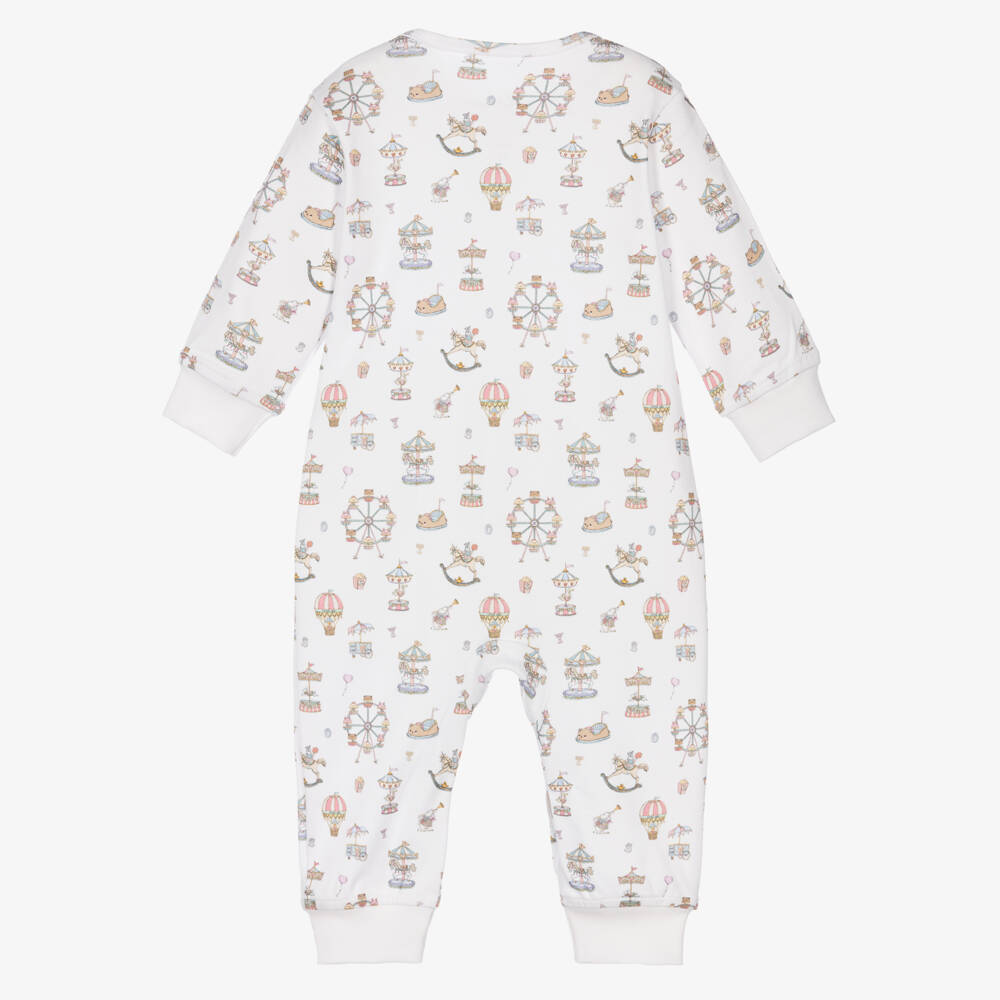 My Little Pie-White Merry Go Print Supima Cotton Romper | Childrensalon