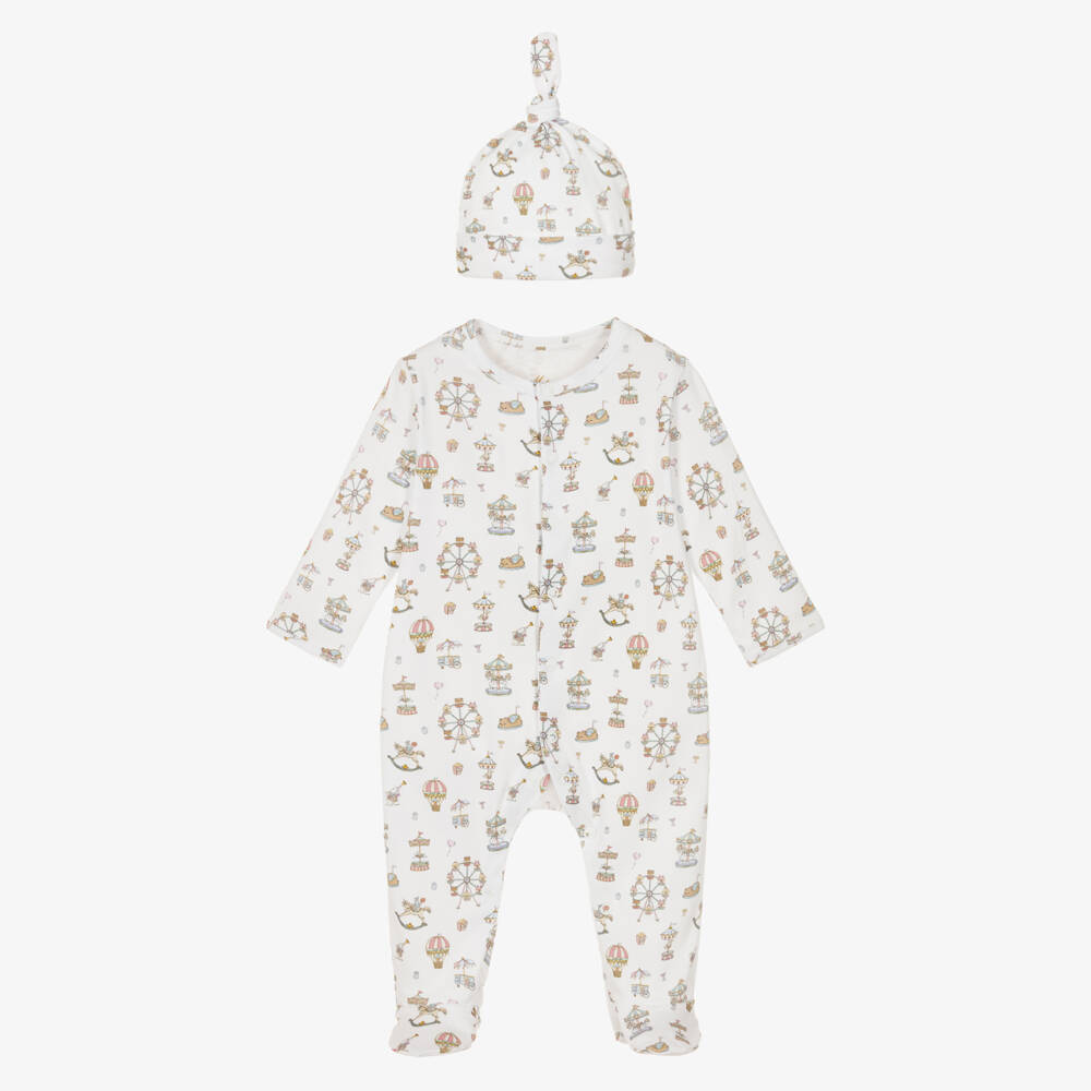 My Little Pie-White Merry Go Supima Cotton Babygrow Set | Childrensalon