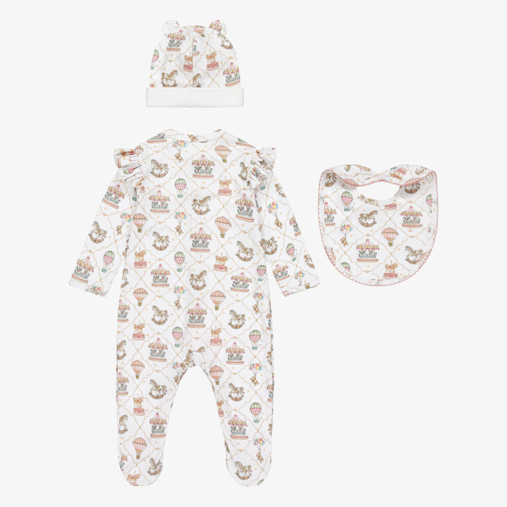 My Little Pie-White & Pink Supima Cotton Coquette Babysuit Set | Childrensalon