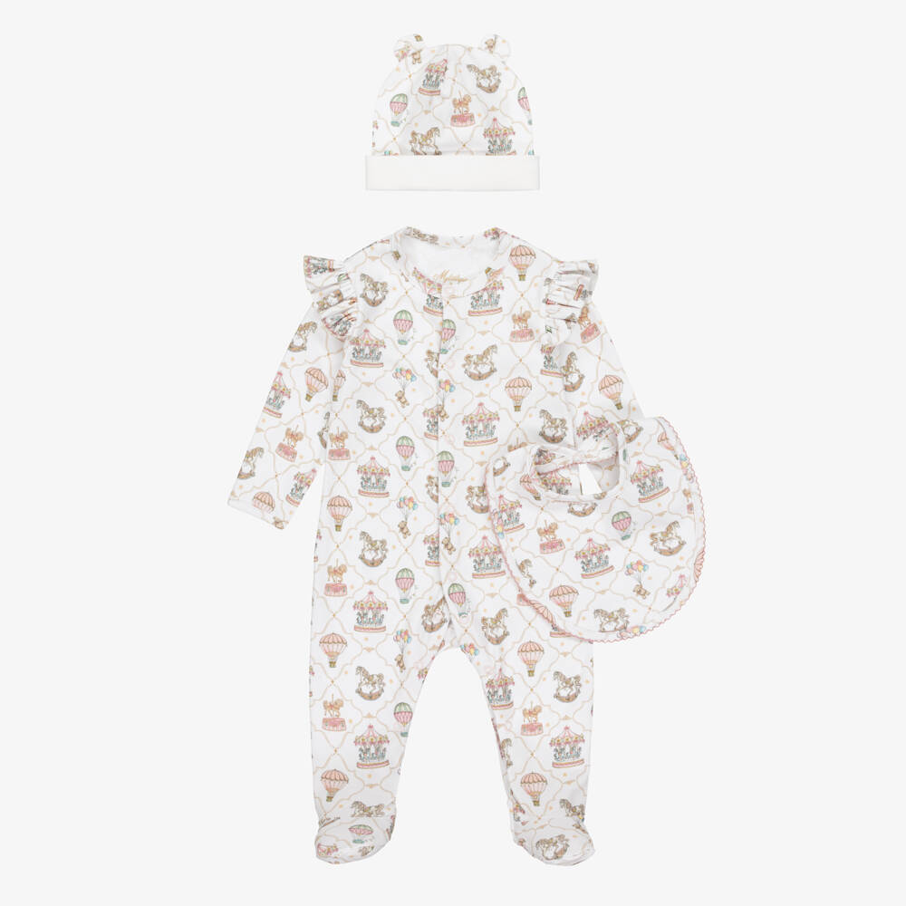 My Little Pie-White & Pink Supima Cotton Coquette Babysuit Set | Childrensalon