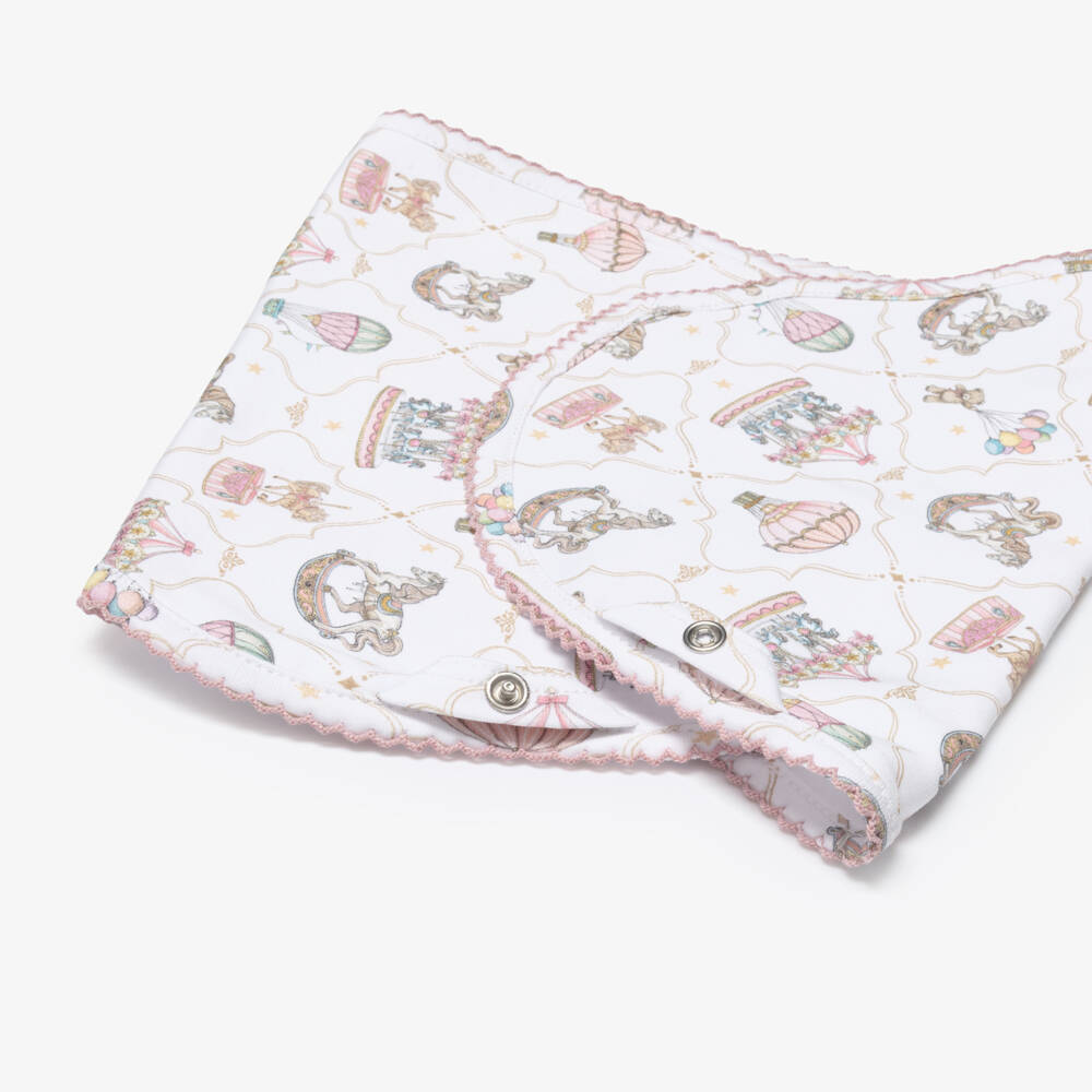My Little Pie-White & Pink Supima Cotton  Coquette Burping Cloth | Childrensalon