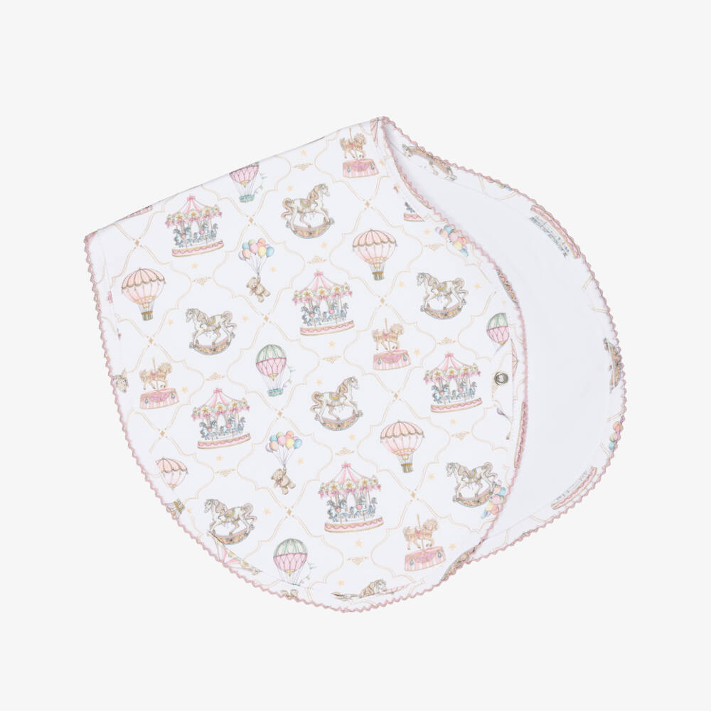 My Little Pie-White & Pink Supima Cotton  Coquette Burping Cloth | Childrensalon