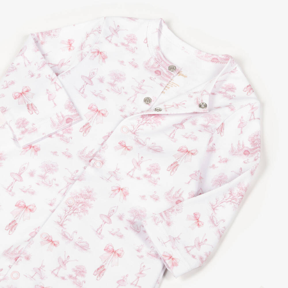 My Little Pie-White & Pink Supima Swan Lake Toile de Jouy Converter Gown | Childrensalon