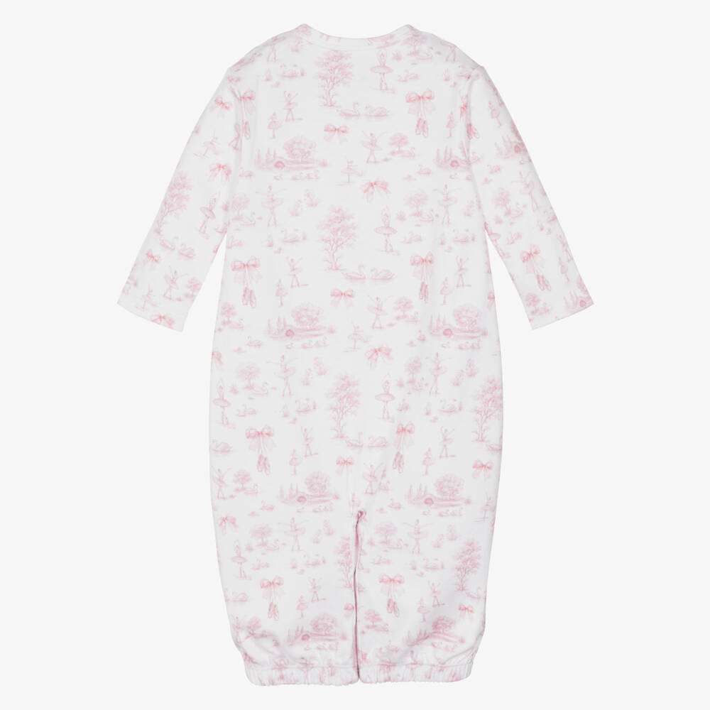 My Little Pie-White & Pink Supima Swan Lake Toile de Jouy Converter Gown | Childrensalon