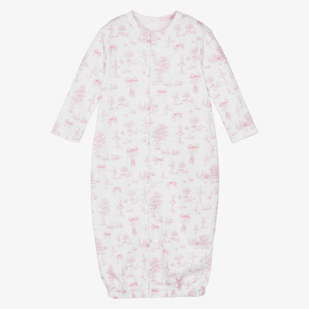 My Little Pie-White & Pink Supima Swan Lake Toile de Jouy Converter Gown | Childrensalon