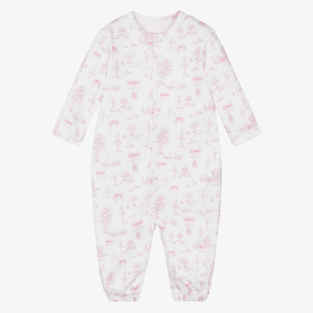 My Little Pie-White & Pink Supima Swan Lake Toile de Jouy Converter Gown | Childrensalon