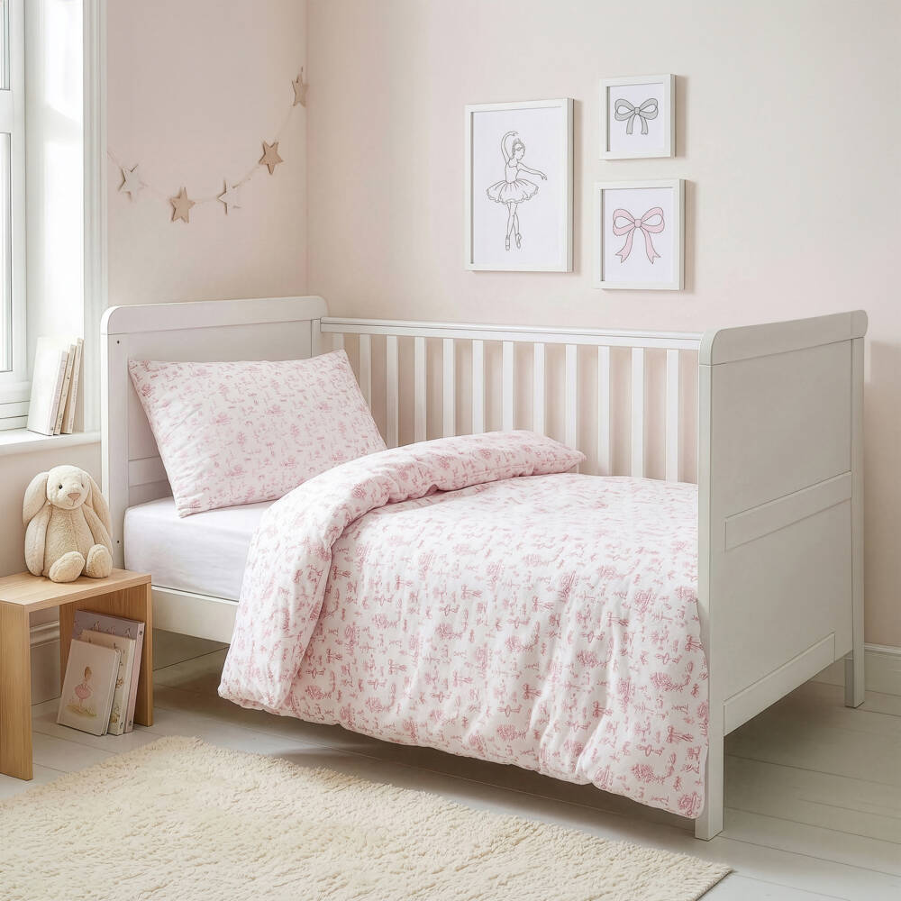 My Little Pie-White & Pink Swan Lake Supima Cotton Cot Bed Set (140cm) | Childrensalon