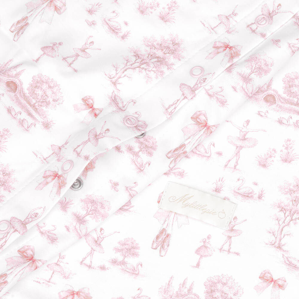 My Little Pie-White & Pink Swan Lake Supima Cotton Cot Bed Set | Childrensalon