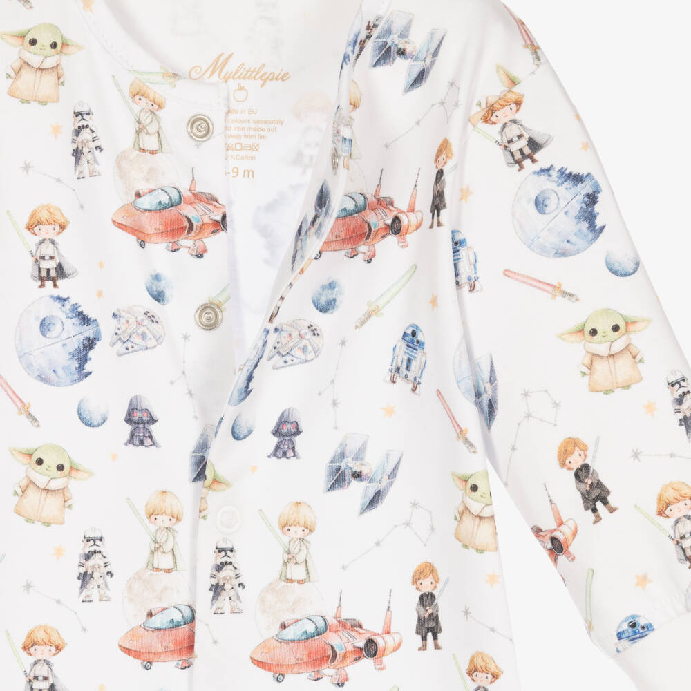 My Little Pie-White Space Heroes Print Supima Cotton Romper | Childrensalon