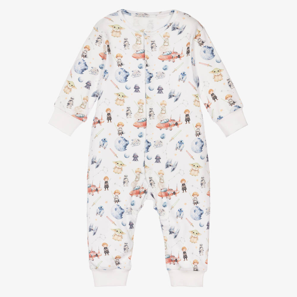 My Little Pie-White Space Heroes Print Supima Cotton Romper | Childrensalon