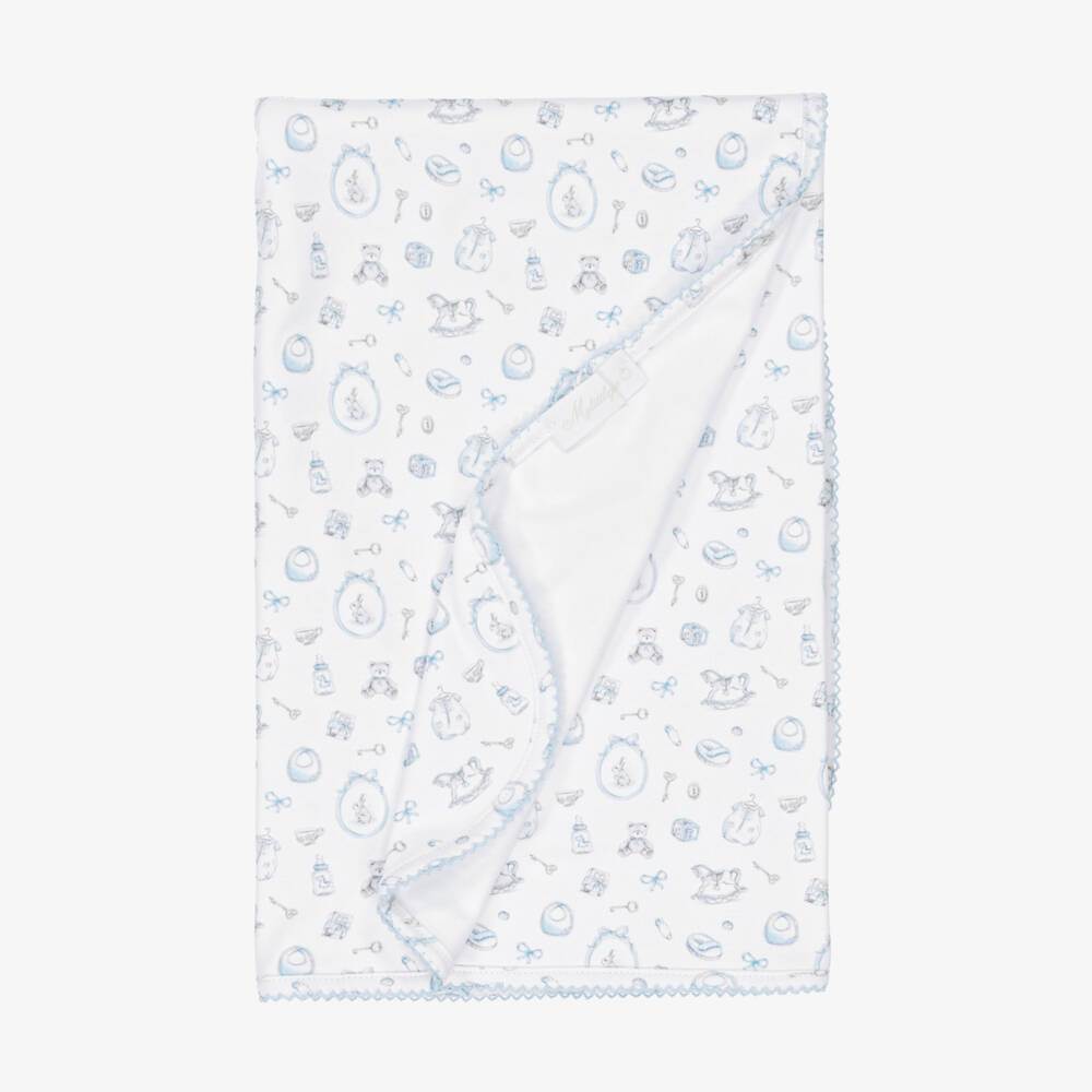 My Little Pie-White Supima Cotton Delicate Blue Blanket (80cm) | Childrensalon