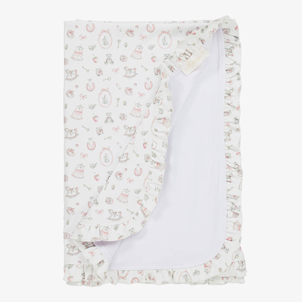 My Little Pie-White Supima Cotton Delicate Pink Blanket (80cm) | Childrensalon
