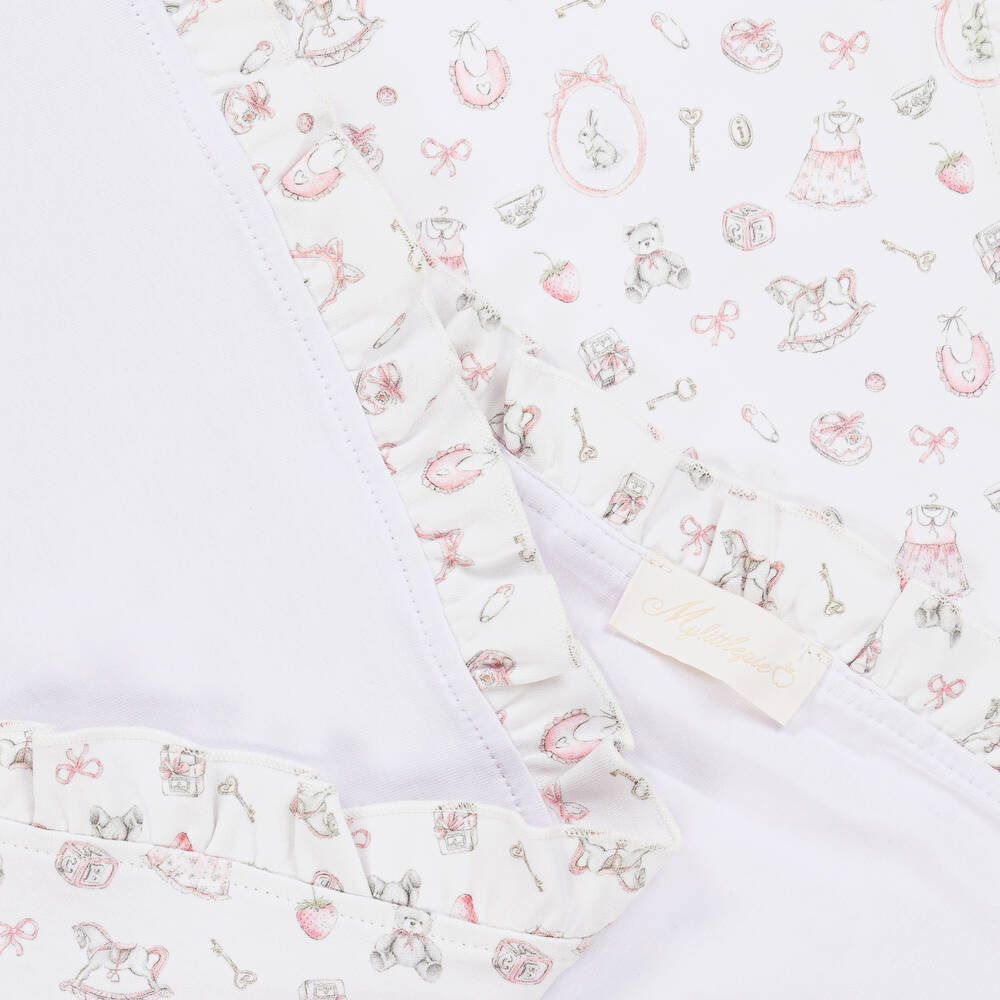 My Little Pie-White Supima Cotton Delicate Pink Blanket (80cm) | Childrensalon