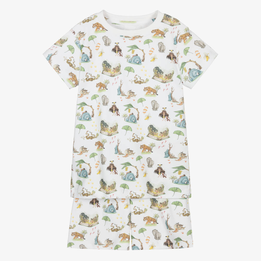 My Little Pie-White Supima Cotton Jungle Book Print Short Pyjamas | Childrensalon