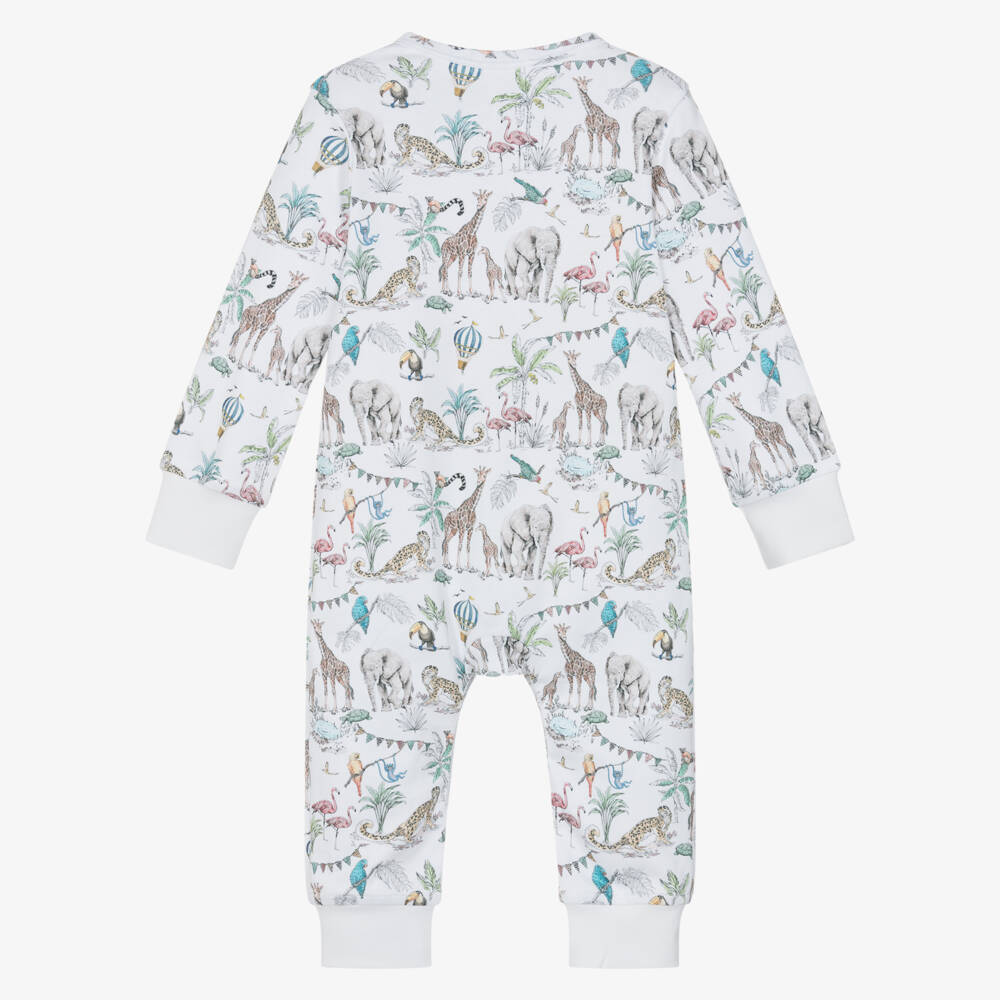 My Little Pie-White Supima Cotton Madagaskar Print Baby Romper | Childrensalon