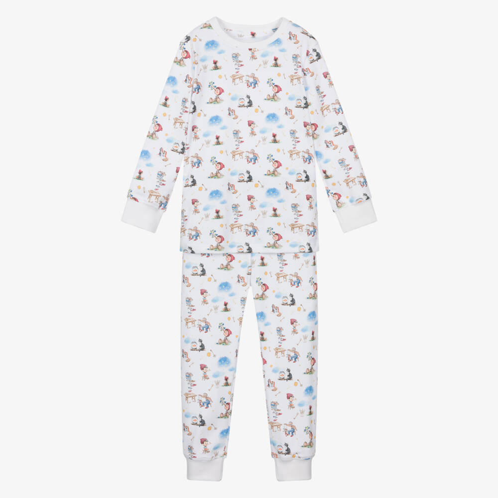My Little Pie-White Supima Cotton Pinocchio Print Pyjamas | Childrensalon