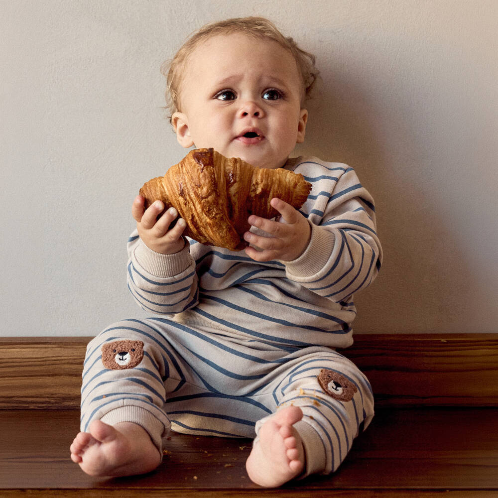 NAME IT-بنطلون مخطط لون بيج وأزرق للأولاد الرضع | Childrensalon