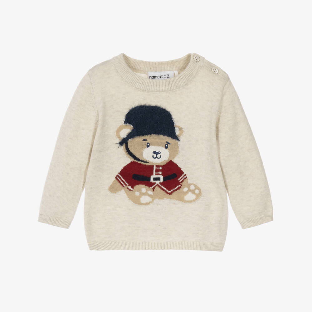 NAME IT-Baby Boys Beige Guardsman Bear Sweater | Childrensalon