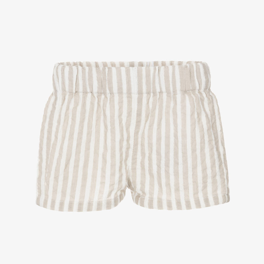 NAME IT-Baby Boys Beige & White Stripe Cotton Shorts | Childrensalon